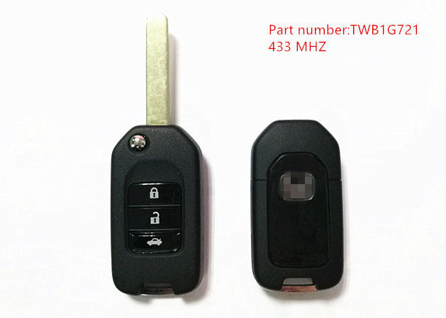 Ο Μαύρος 3 κουμπί Honda μακρινό βασικό 433Mhz με το τσιπ 47 αριθμού μερών TWB1G721